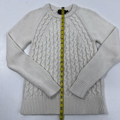 Pendleton Women's Cream Cotton Wool Cable Knit Raglan Sweater Sz S Petite