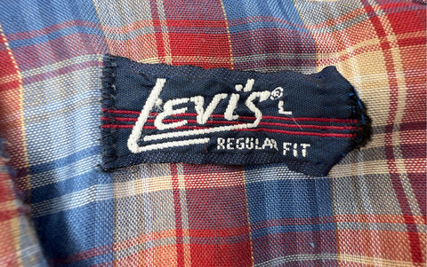 Vintage 80s Levi's Pearl Snap Western Plaid Short Sleeve Shirt Sz L
