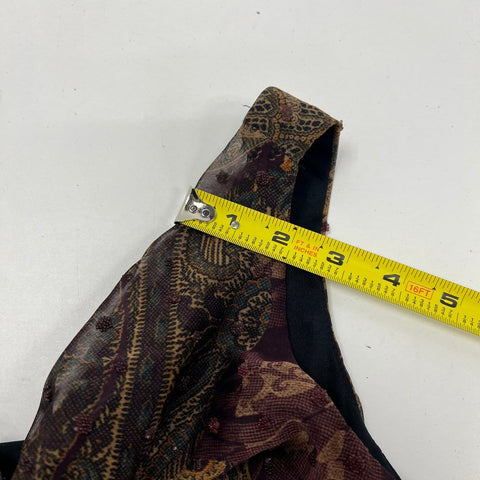 Vintage Y2K Tom Barra Beaded Paisley Sheer Maxi Dress Cowl Neck USA Made Sz 6