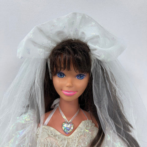 Barbie Mattel My Size Bride Doll 3 Foot Tall Brunette Vintage 1990s With Veil