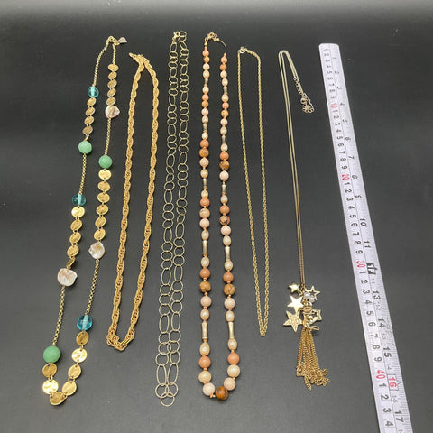 Ralph Lauren Audrey Gold Tone Beaded Celestial Chain Necklace Jewelry Lot of 6