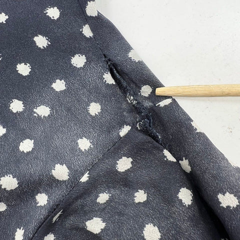 Maeve Navy Blue Polka Dot Long Sleeve Button Front Shirtdress Women's M