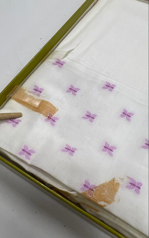 Dan River Fine Muslin All Cotton 3pc Sheet Set Purple Butterfly Vintage USA