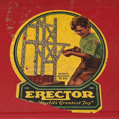Gilbert Erector Set No. 4 1/2 Motorized Set 1948 Vintage Red Metal Box