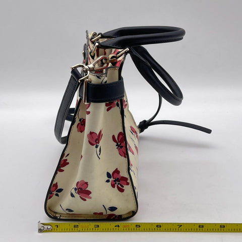 Kate Spade Cream Floral Saffiano Leather Satchel Crossbody Bag Gold Hardware