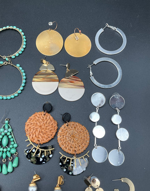 Boho Modern Fashion Jewelry Lot 27 Pairs Earrings Tassel Hoop Dangle