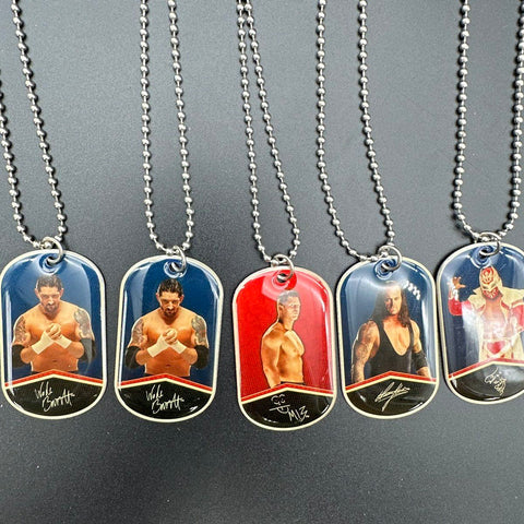 WWE Wrestling Dog Tag Necklace Lot Topps 9 Pieces Undertaker Miz Sheamus 2012
