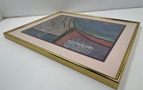 Lee Reynolds Vanguard Studios Abstract Mixed Media Painting 30x21 Signed Vintage
