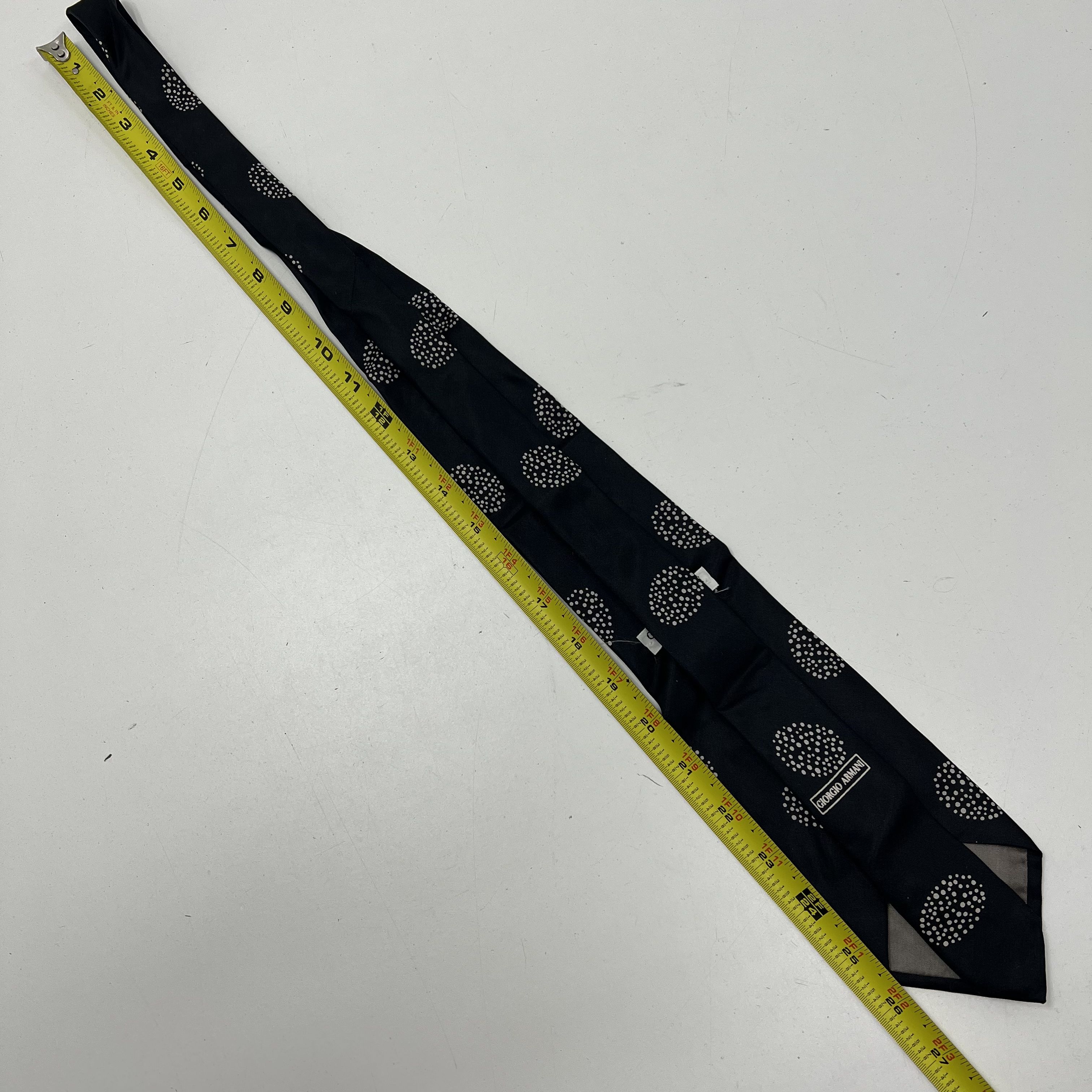 Vintage 90s Giorgio Armani Black Geometric Dot Silk Necktie Men's 3.25"