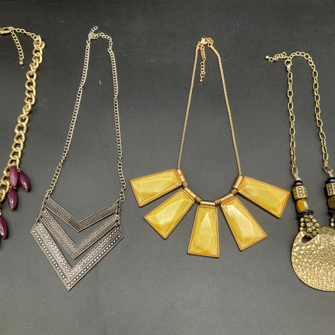 Statement Necklace Costume Jewelry Lot 5 PC Geometric Bib Boho Beaded Styles