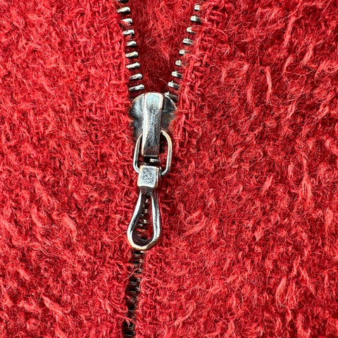 Vintage Oscar de la Renta Rust Wool Alpaca Zip Sweater Jacket Women's XL