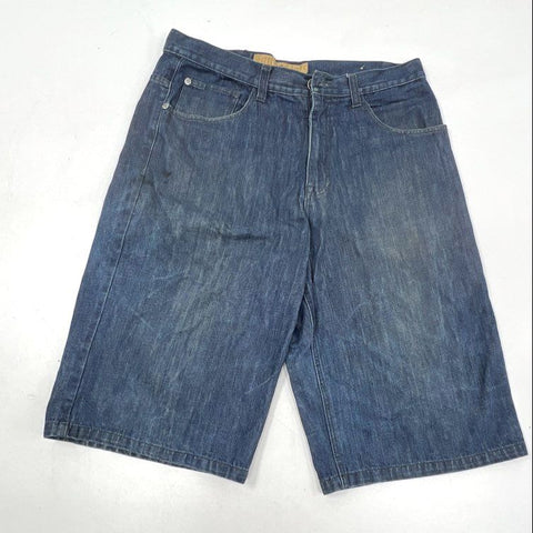 Vintage Y2K South Pole Premium Men's Denim Jorts Blue Embroidered Baggy Sz 38