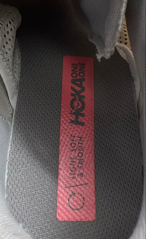 Hoka One One Clifton Edge White Grey Pink Orange Running Shoes Women's Size 7