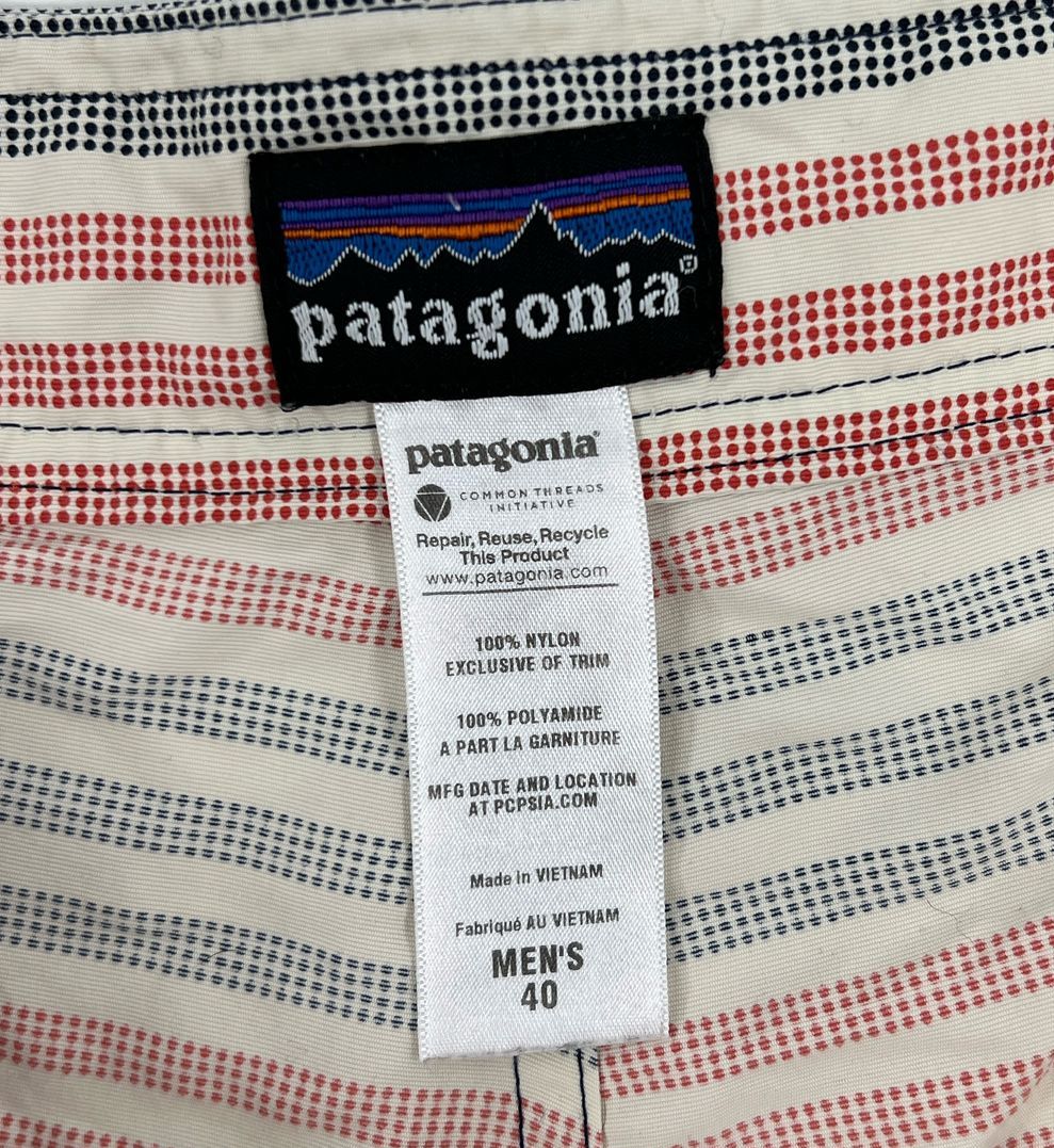 Men's Patagonia Red Blue Striped Swim Trunks Shorts - Size 40