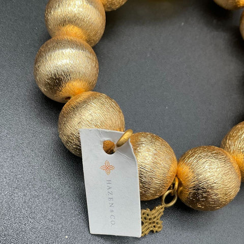 Hazen & Co Lot of 2 Gold Tone Beaded Stretch Bracelets Citrine Quartz Nugget