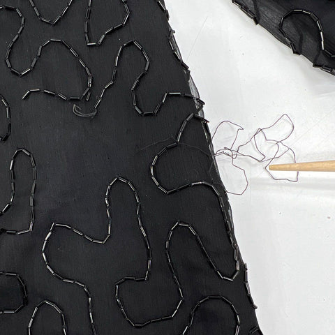 Vintage 80s Laurence Kazar Silk Pearl Beaded Evening Jacket Sz XL