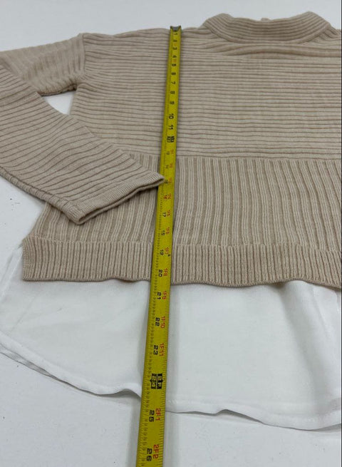 Anthropologie Lot of 2 Sweaters Black Maeve Cropped Tan Mock Neck Womens M