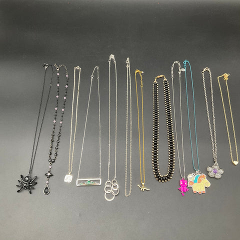 Fashion Costume Jewelry Necklace Lot 12pc Whimsical Gothic Spider Unicorn