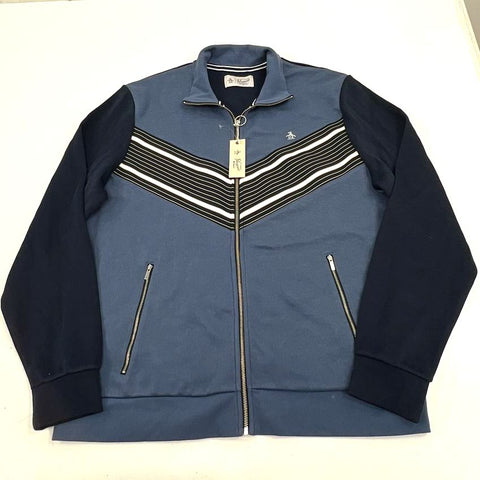 Penguin by Munsingwear Blue Navy Colorblock Striped Track Jacket Men's XXL NWT