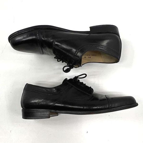 Vintage Bally Trino Black Leather Cap Toe Derby Dress Shoes Size 10 B