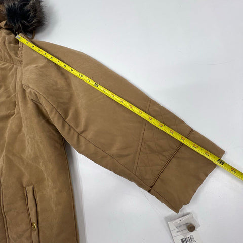 Studio Works Women's NWT Brown Quilted Faux Fur Hood Parka Coat Size 1X