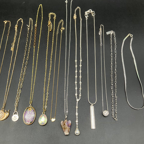 Vintage to Modern Mixed Jewelry Lot 14 Necklaces Statement Floral Boho 0.5 lbs