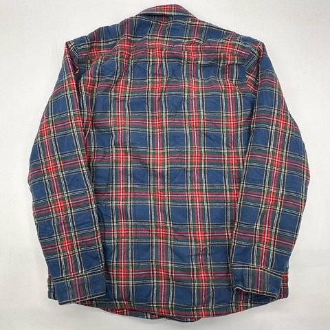 L.L. Bean Men's Sherpa Lined Scotch Plaid Flannel Shirt Jacket Blue Red Sz L