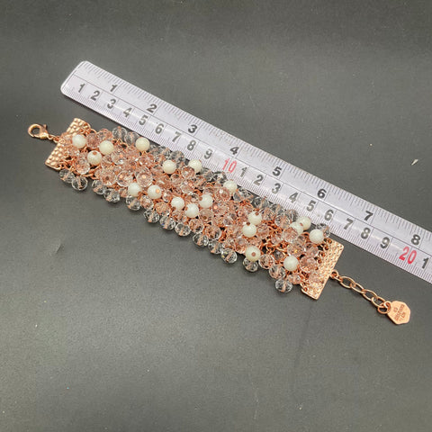 Graziano Rose Gold Tone Multi-Strand Snake Chain Necklace & Beaded Bracelet Set