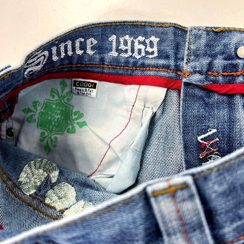 Vintage Y2K Coogi Men's Blue Heritage Embroidered Baggy Jeans Sz 44x34