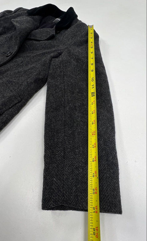 Vintage 80s Karen Petites Dbl Breasted Wool Herringbone Coat Made USA