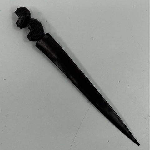 Vintage Ebony Wood Monkey Dagger Letter Opener Hand Carved Figural Art 10"