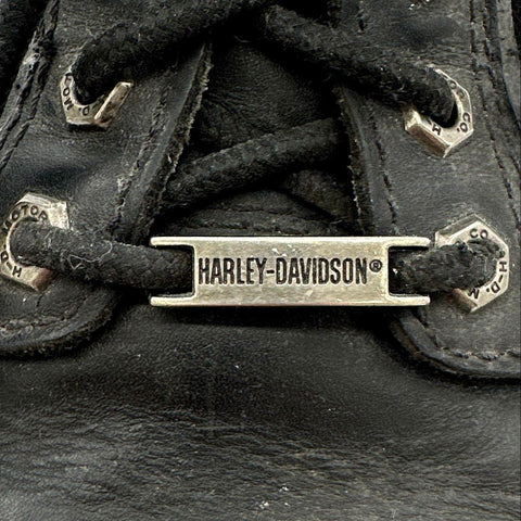 Harley-Davidson Black Leather Lace-Up Side Zip Motorcycle Boots Size 8