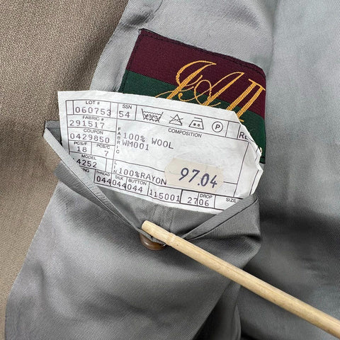 Vintage 90s Joseph Abboud Men's 2-Piece Suit Taupe Wool Double Breasted 41 32x28