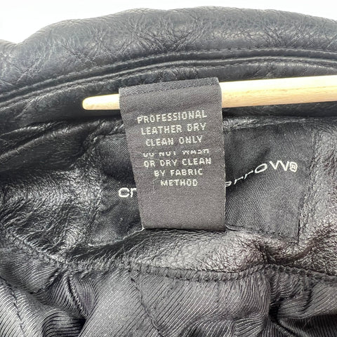 Croft & Barrow Black Vintage Y2K Quilted Lined Bomber Leather Jacket Men's L