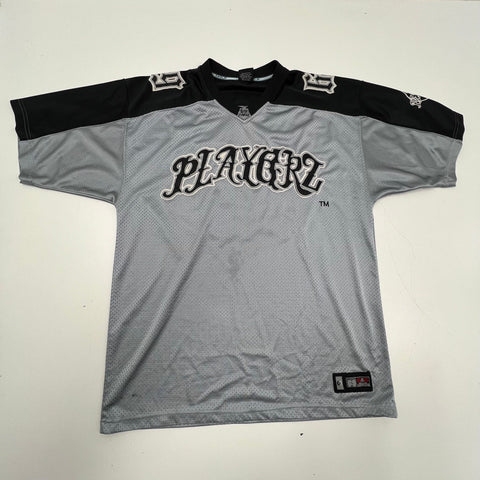 Playerz 69 Gray Black Vintage Y2K Embroidered Hip Hop Football Jersey Men's L