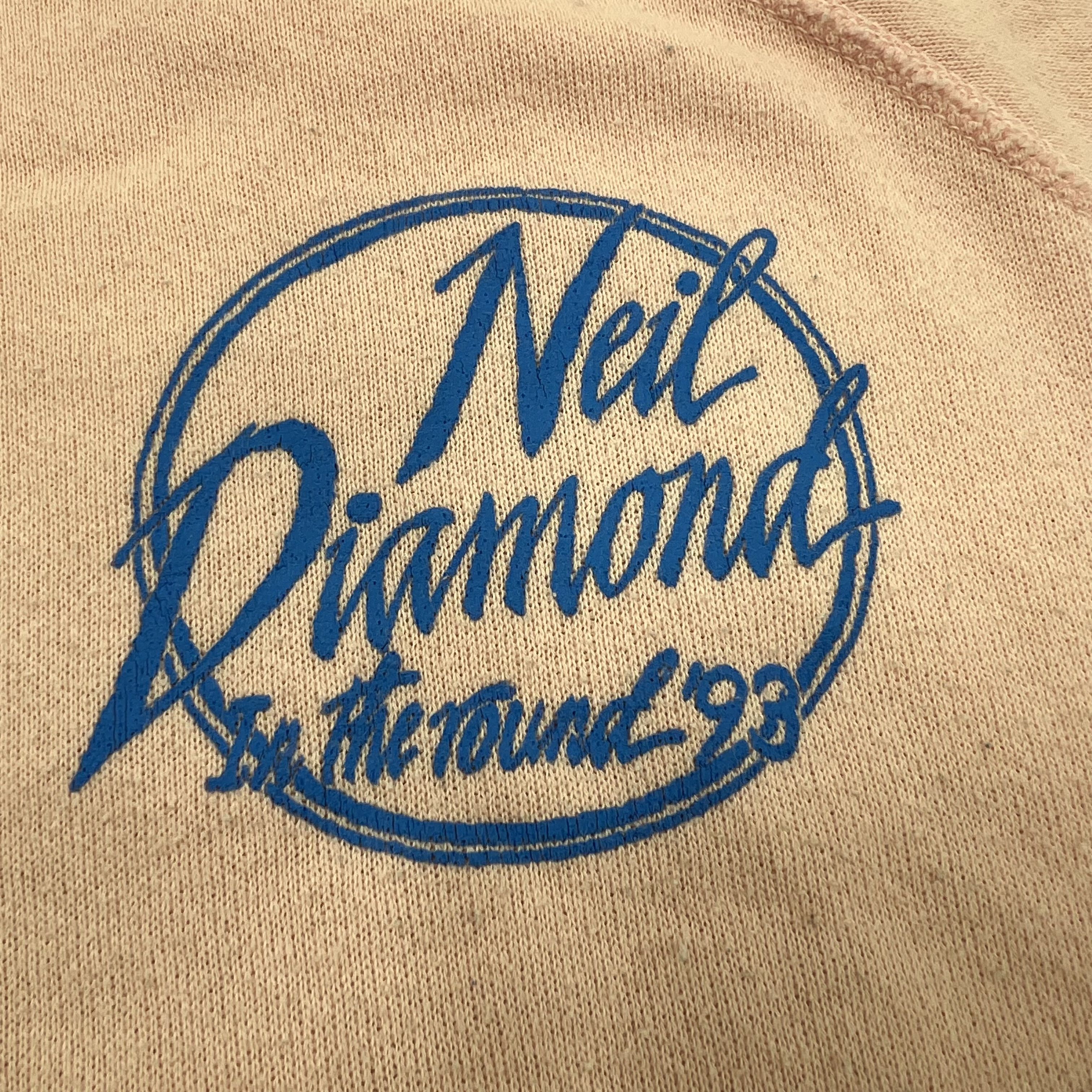 Vintage 90s Neil Diamond '93 Tour Pink Graphic Cut Neck Sweatshirt Men's XL