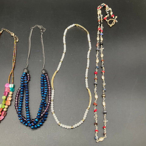Beaded Statement Necklace Jewelry Lot of 6 Multi-Strand Ombre Shell Boho Style