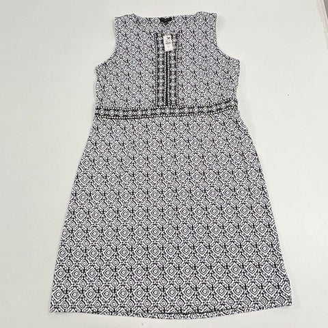 Talbots NWT Black White Geometric Print Sheath Dress Women's Petite L PL