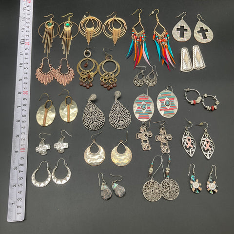 Vintage and Modern Earrings Jewelry Lot 18 Pairs Southwestern Boho Filigree