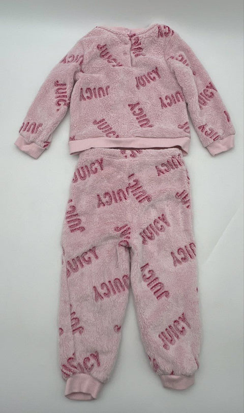 Juicy Couture Baby Pink Fluffy Logo Two Piece Pajama Set Size 24M