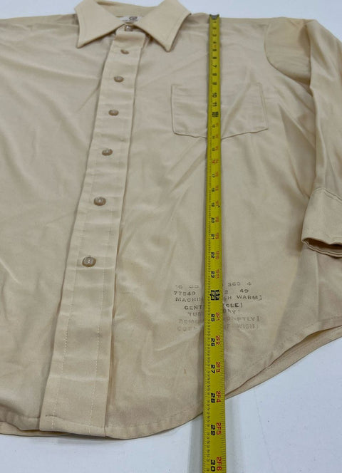 Vintage Men's Van Heusen Van Q Tan Nylon Long Sleeve Button Up Shirt Size 16/33