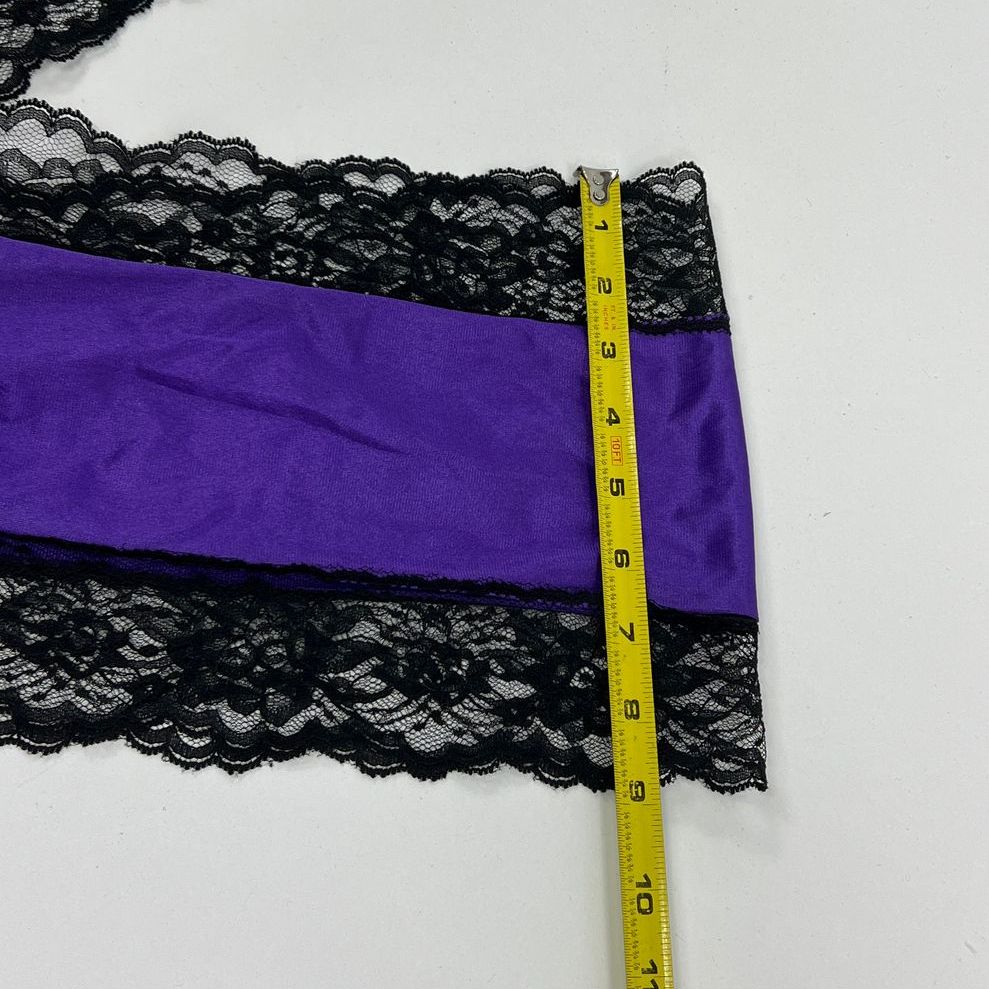 Vintage Women's Lady Cameo Purple & Black Lace Teddy Lingerie Bodysuit One Size