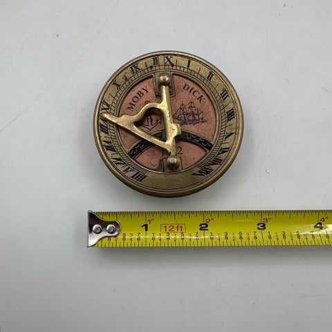 Brass Tone Moby Dick Sundial Nautical Pocket Compass Ship Anchor Decoration