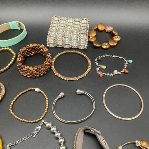 Fashion Costume Jewelry Game Day Football Beaded Bangle Stretch Lot of 27 Boho