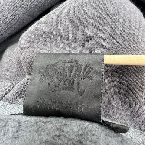 Syna World Men's Full Zip Hoodie Jacket Black Gray Embroidered Tech Style Sz L