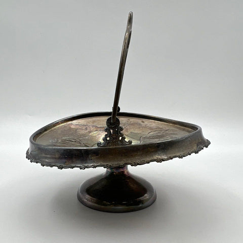 Vintage Beacon Silver Co Silver Plate Bridal Basket Footed Bowl Swing Handle