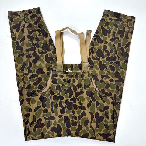 Vintage 80s Stearns Dry Wear Frog Skin Camo PVC Rain Bib Overalls Pants Sz S