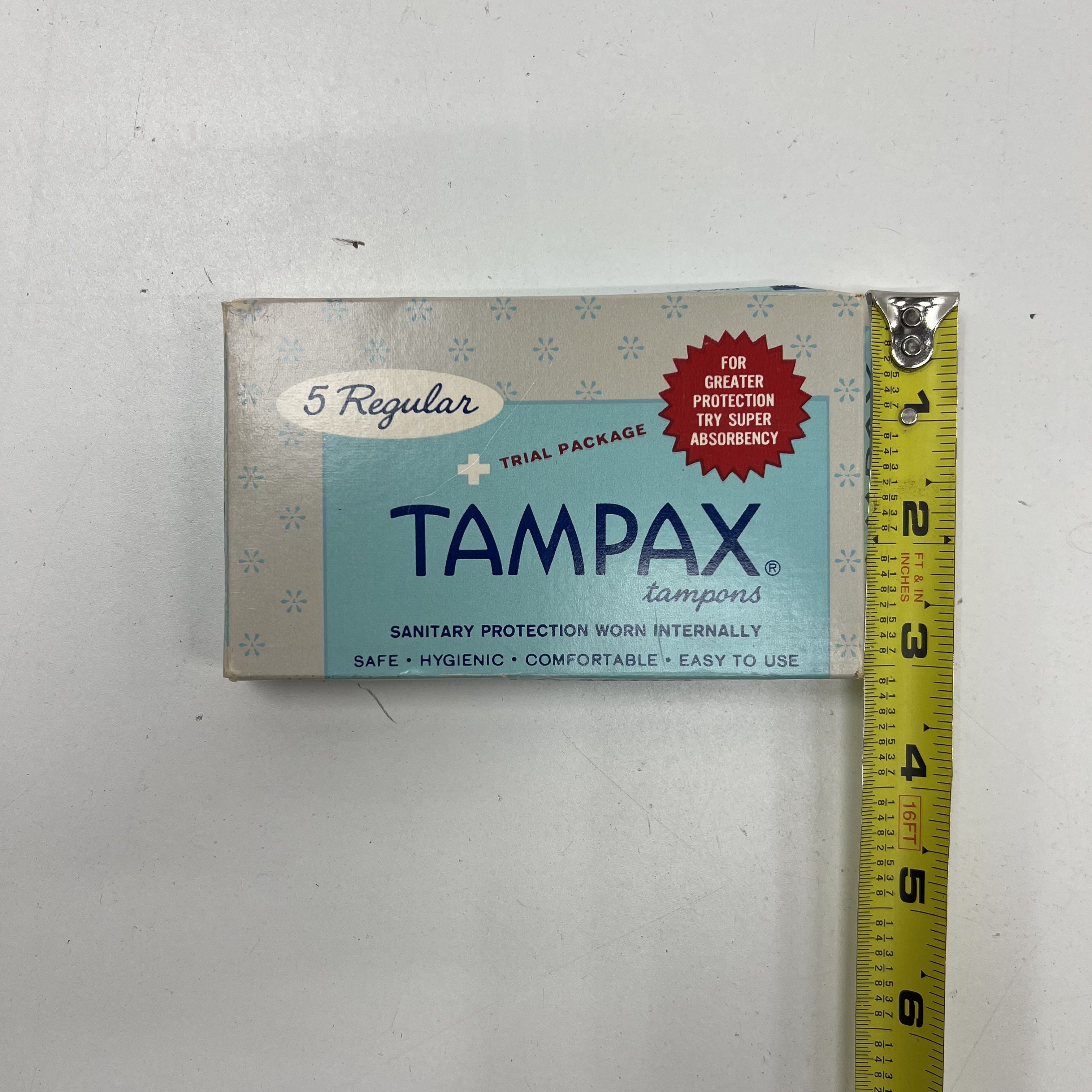 Vintage 1960s Tampax Tampons Trial Package Unused Full Box 5 Regular USA Made