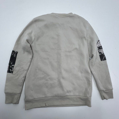 Rebel Vengeance Men's Crewneck Sweatshirt Off White Graphic Skull Rib Cage Sze L