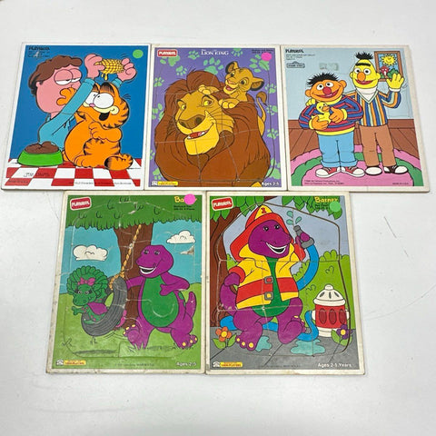 Vintage Frame Tray Puzzle Lot 14 Playskool Whitman Golden Barney Lion King